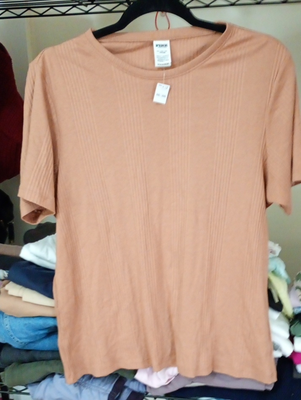 Victoria's Secret Peach Ribbed Short-Sleeve Tee PINK XXL